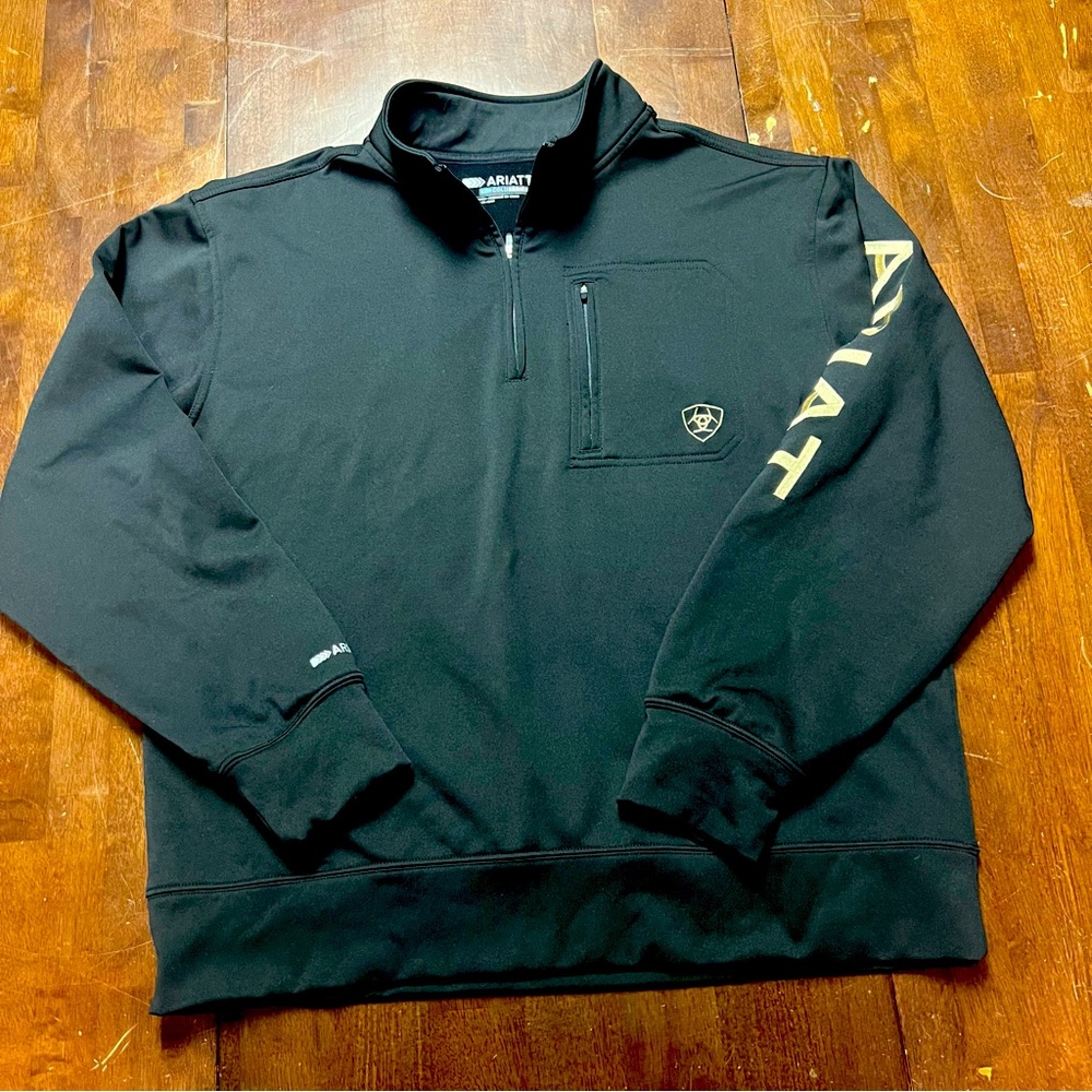 Ariat Tek 1/4 Zip Sweatshirt Mens Large Black Cold Series Team Logo Embroidered